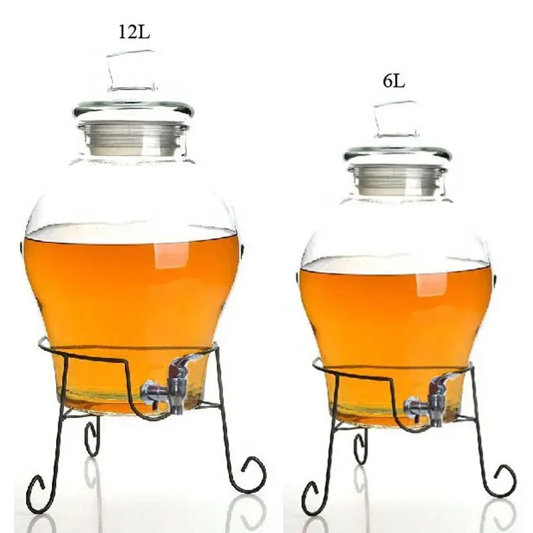 Glass Water Juice Dispenser With Tap And Stand Zibo Jiachang glass-milk-bottles-with-lids-6-pack-glass-designs